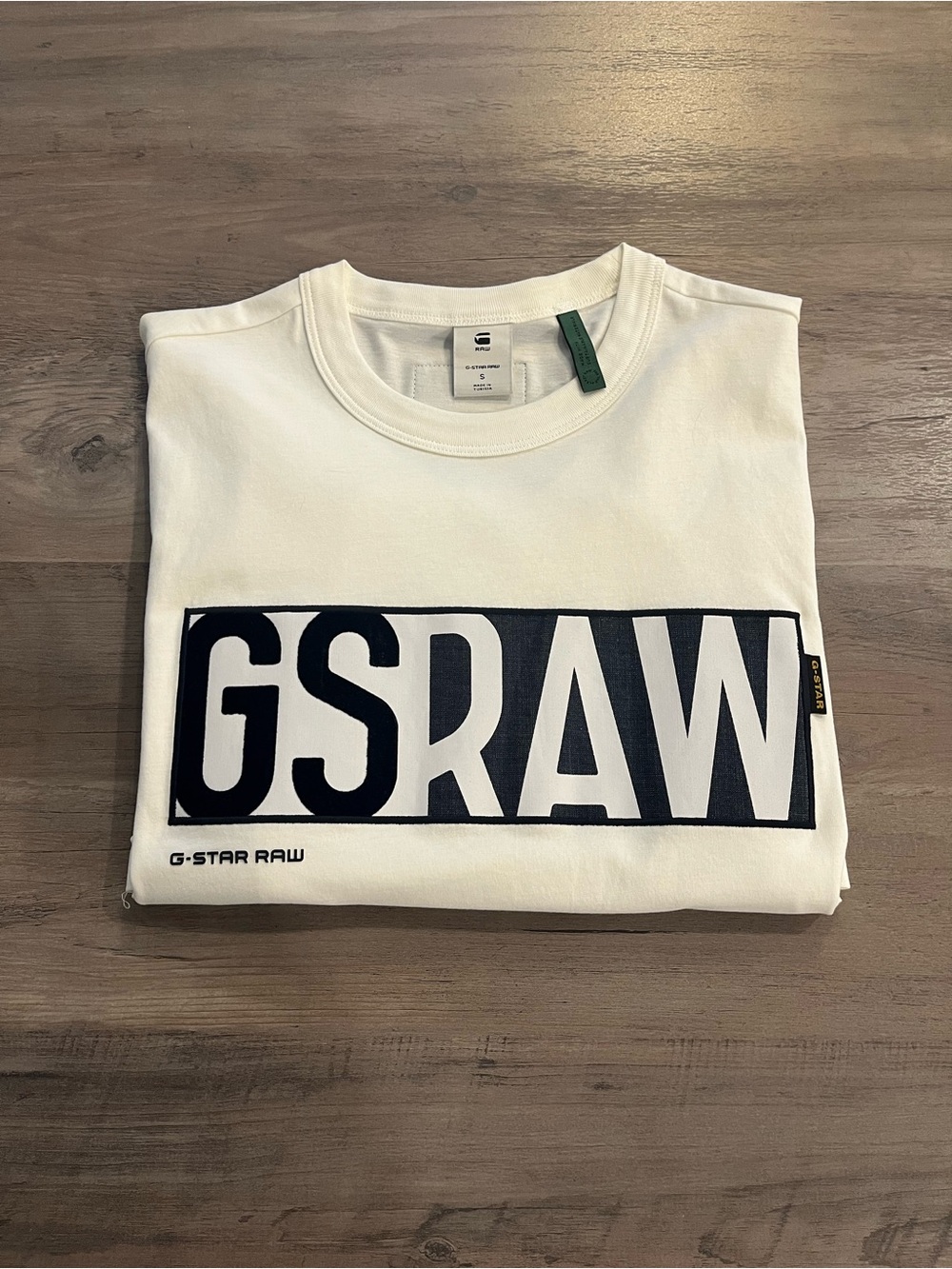 G-Star White Crewneck Sweatshirt with Black GSRAW Logo